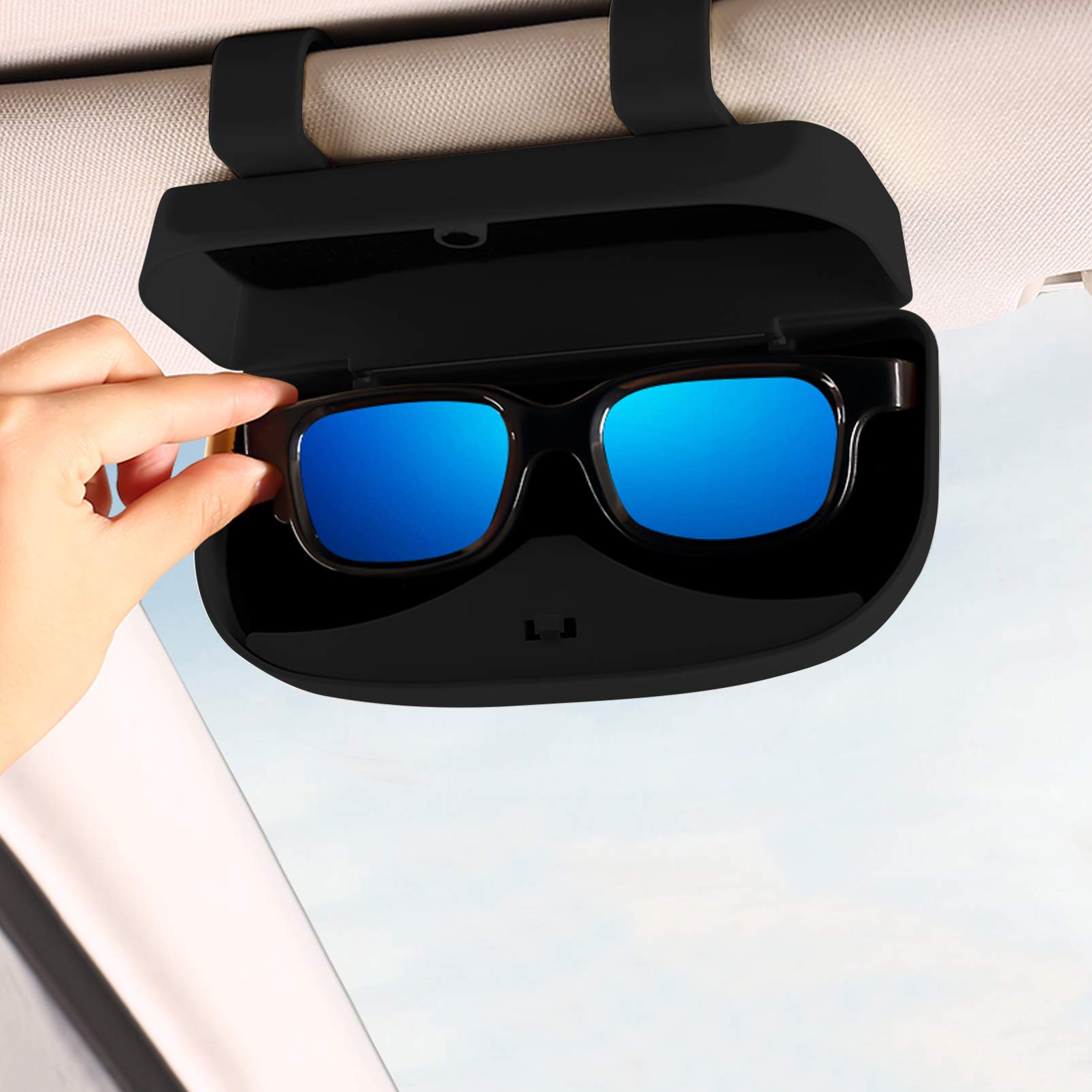 FAVOMOTO Car Visor Glasses Holder - Universal Sun Visor Storage for Driving