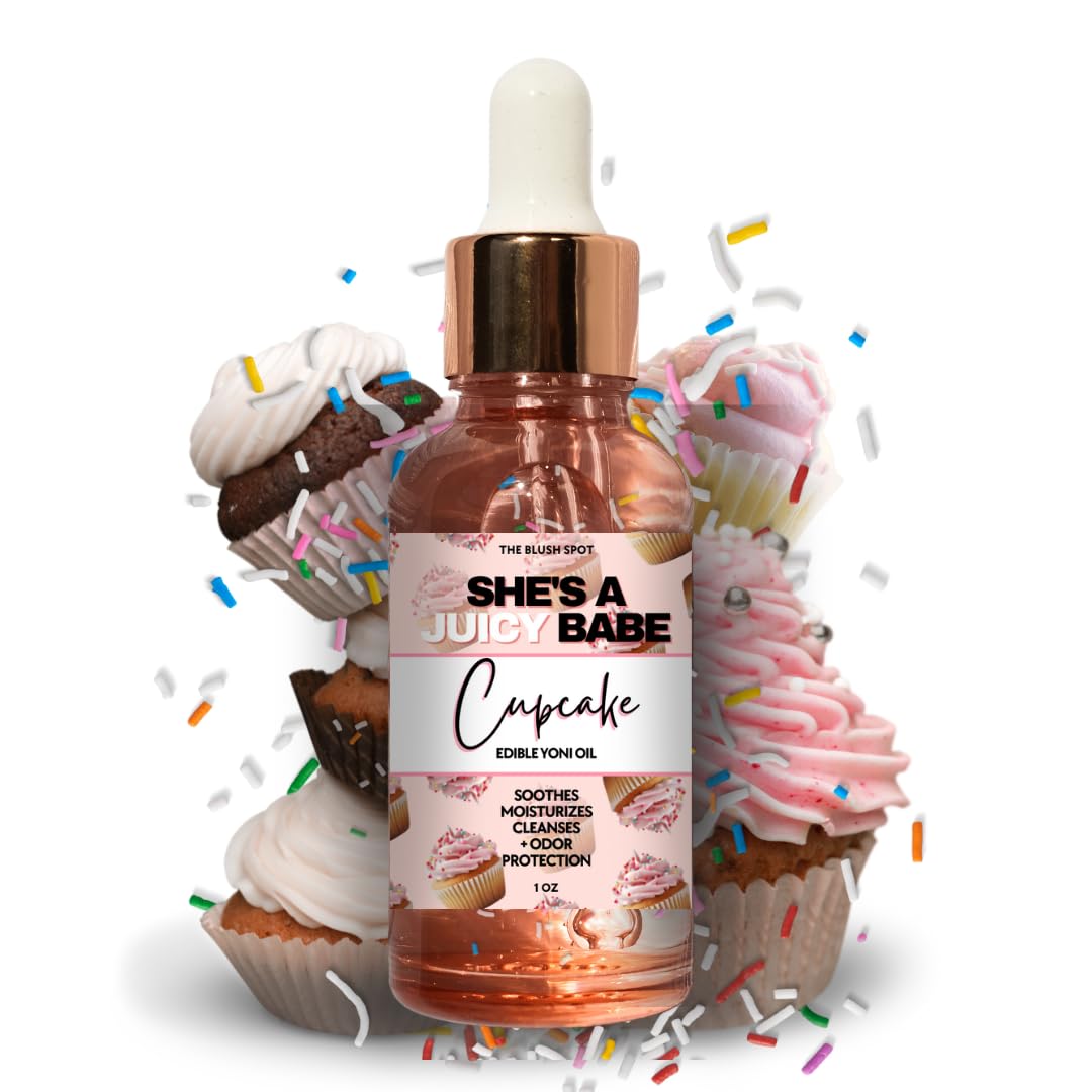 Organic Cupcake Yoni Oil - Edible & Scented Yoni Massage Oil for Women - 1oz - Intimate Care & Sensual Aromatherapy for Couples & Self-Love