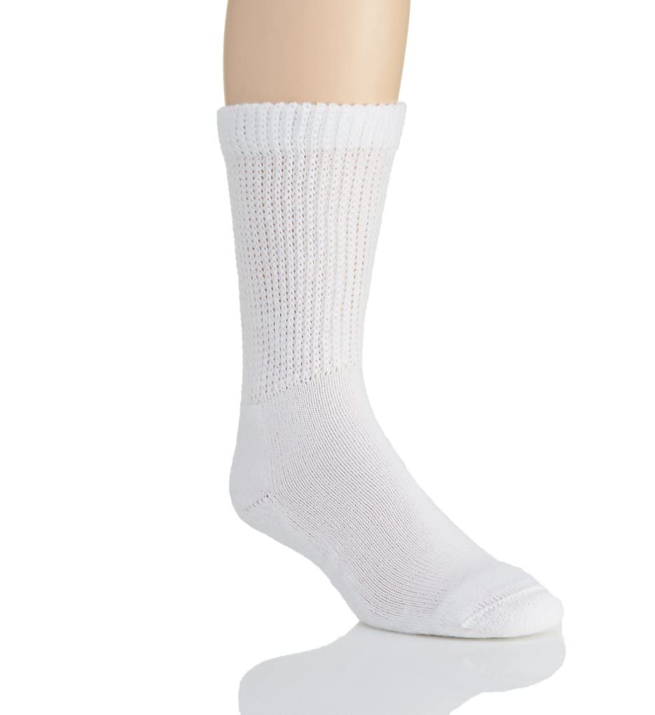 Salk Men's Diabetic Socks - Breathable Moisture-Wicking Comfort Socks for Diabetes, Circulation & Foot Health - White (Size L, Style 3555) - Ideal for Daily Wear, Work & Travel