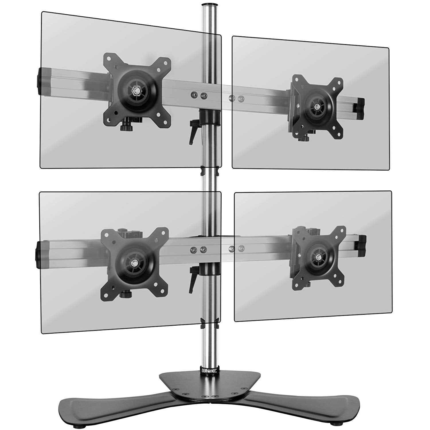 Duronic DM754 Quadruple Freestanding Monitor Stand - Heavy Duty 4-Arm Desk Mount for 15-24