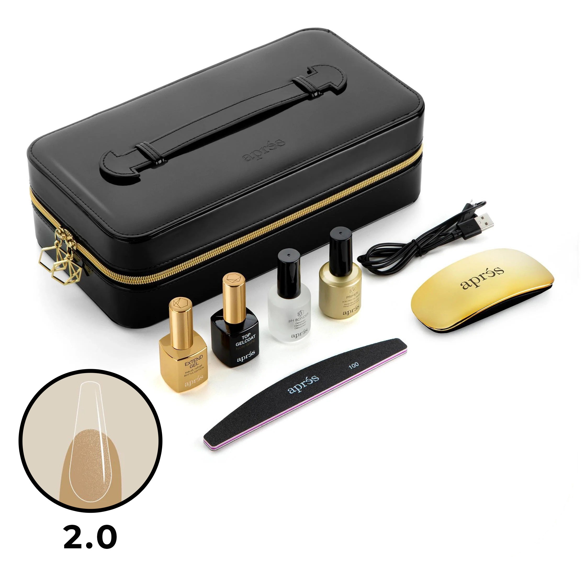 Apres Gel X Nail Extension Kit 2.0 - 600 Pcs Sculpted Coffin Long Nail Tips with Glue & Tools | Professional Salon Quality DIY Manicure Set for Home & Party Use