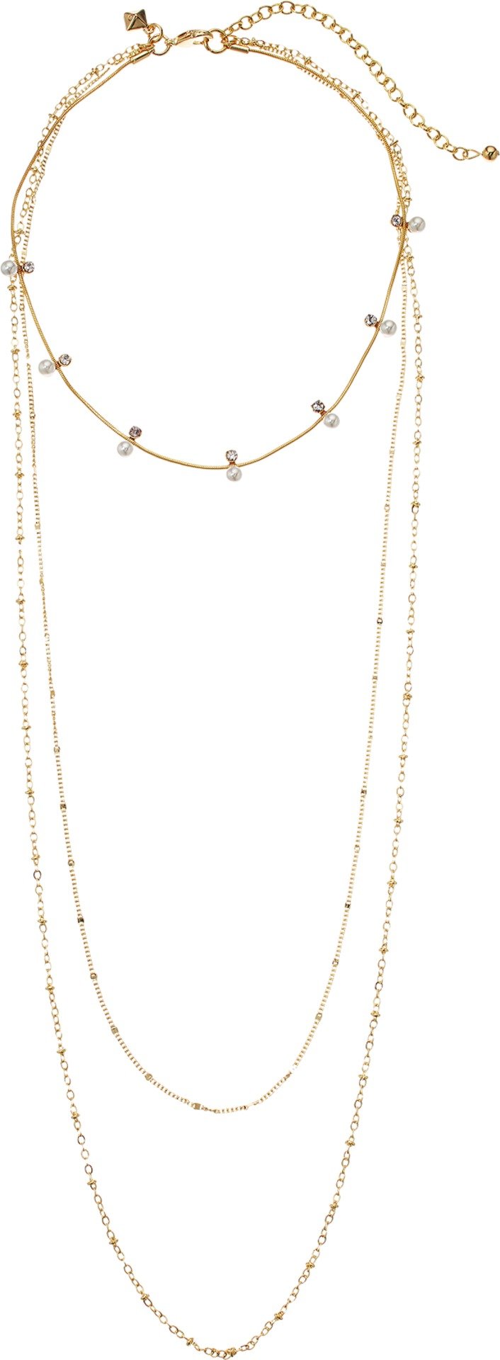Rebecca Minkoff Women's Pearl & Stone Multi-Layer Chain Necklace | Elegant Layered Jewelry for Everyday Wear, Date Night & Special Occasions