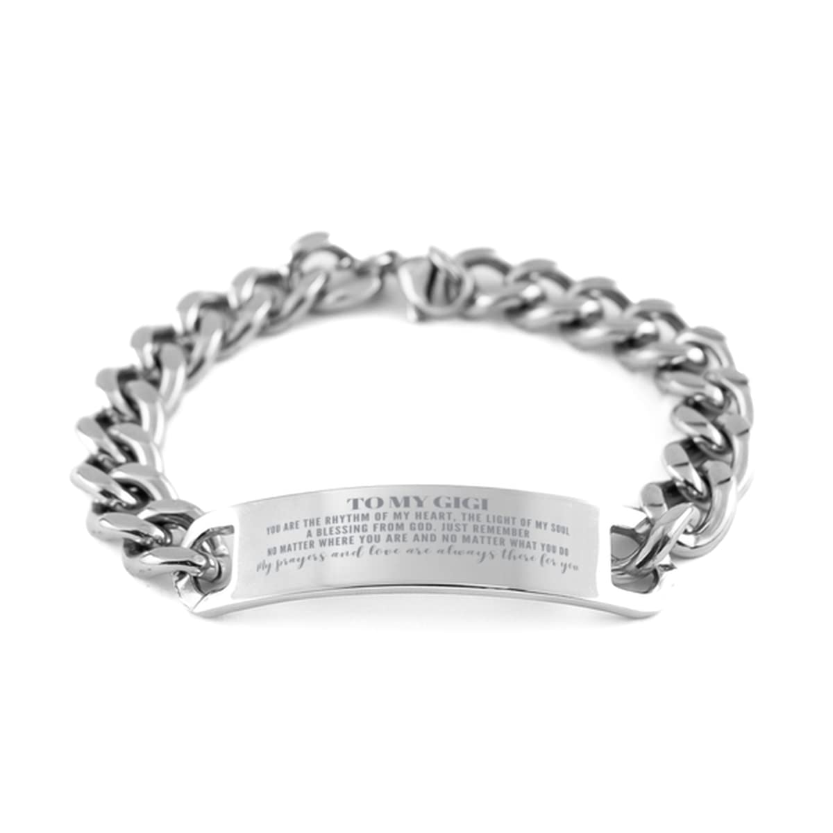Gigi Cuban Chain Bracelet - Inspirational Motivational Gift for Women, Birthday Present Idea, My Prayers and Love Are Always There for You - Perfect for Daily Wear, Special Occasions & Thoughtful Gifting