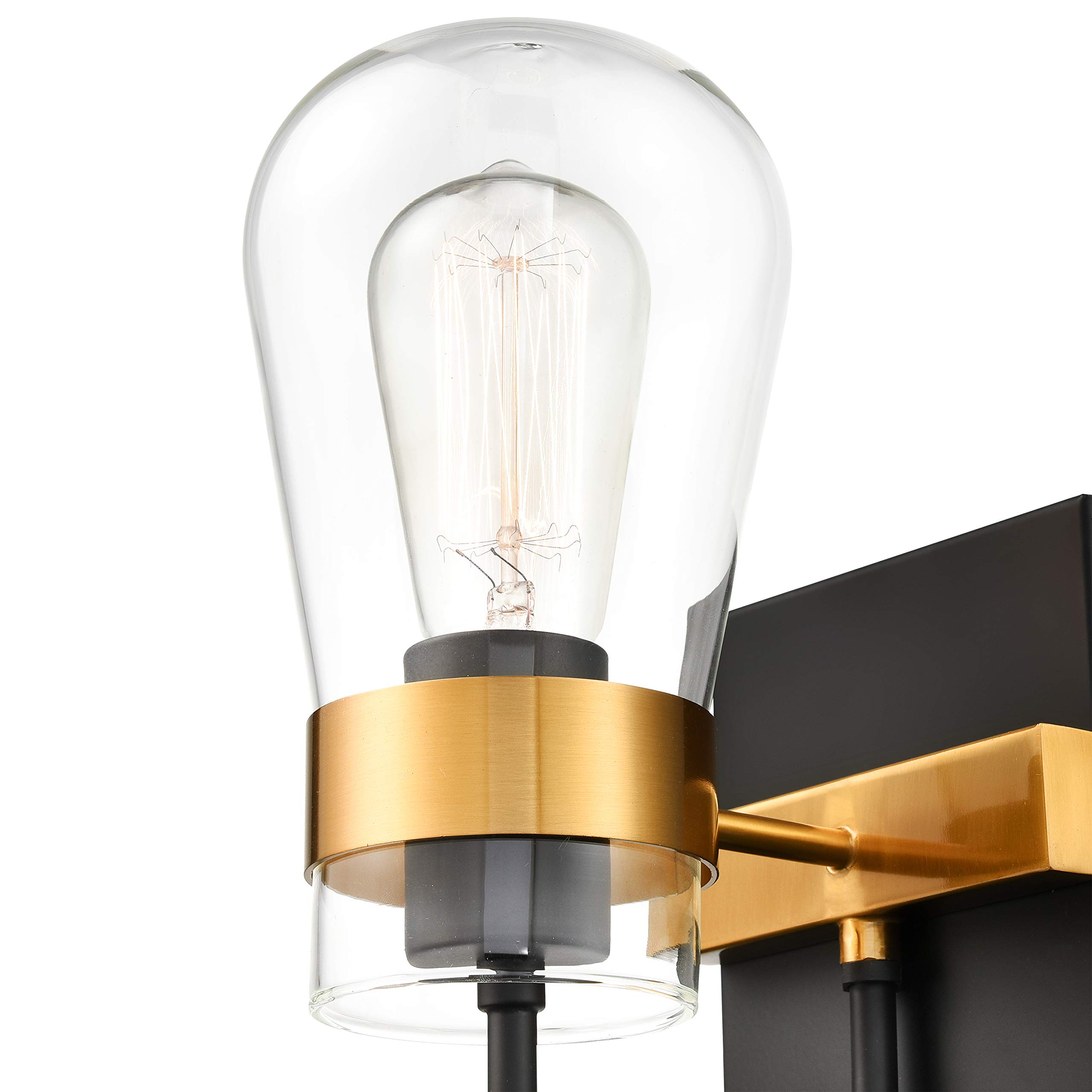 Modern Vanity Light Fixture - Black & Brushed Brass 1-Light Bathroom Sconce for Mirror Lighting | Perfect for Contemporary Bathroom, Bedroom or Dressing Room Makeup Area