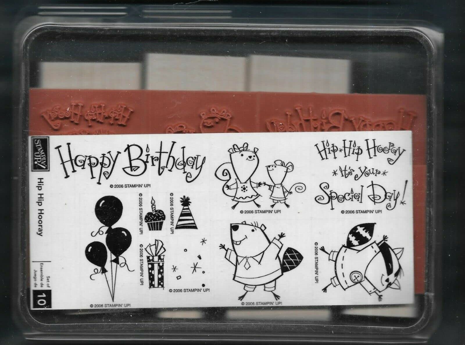 Wooden Handle Rubber Stamp Set for Card Making - Raccoon, Beaver, Happy Birthday, Wildlife Design - Perfect for DIY Greeting Cards, Scrapbooking, and Craft Projects
