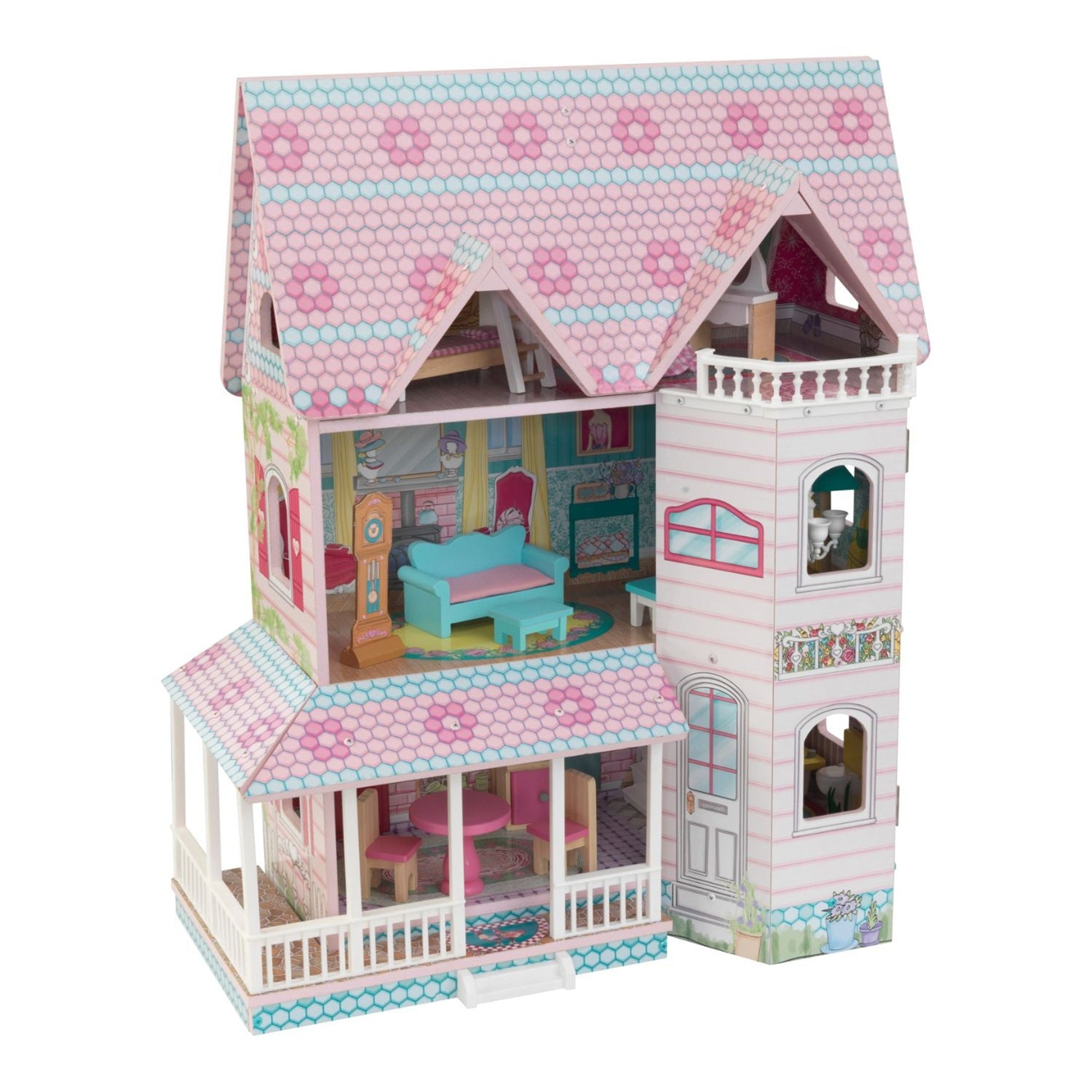 KidKraft Abbey Manor Wooden Dollhouse with Furniture - Classic Victorian Style Playhouse for Kids, Perfect for Imaginative Play & Gift Giving