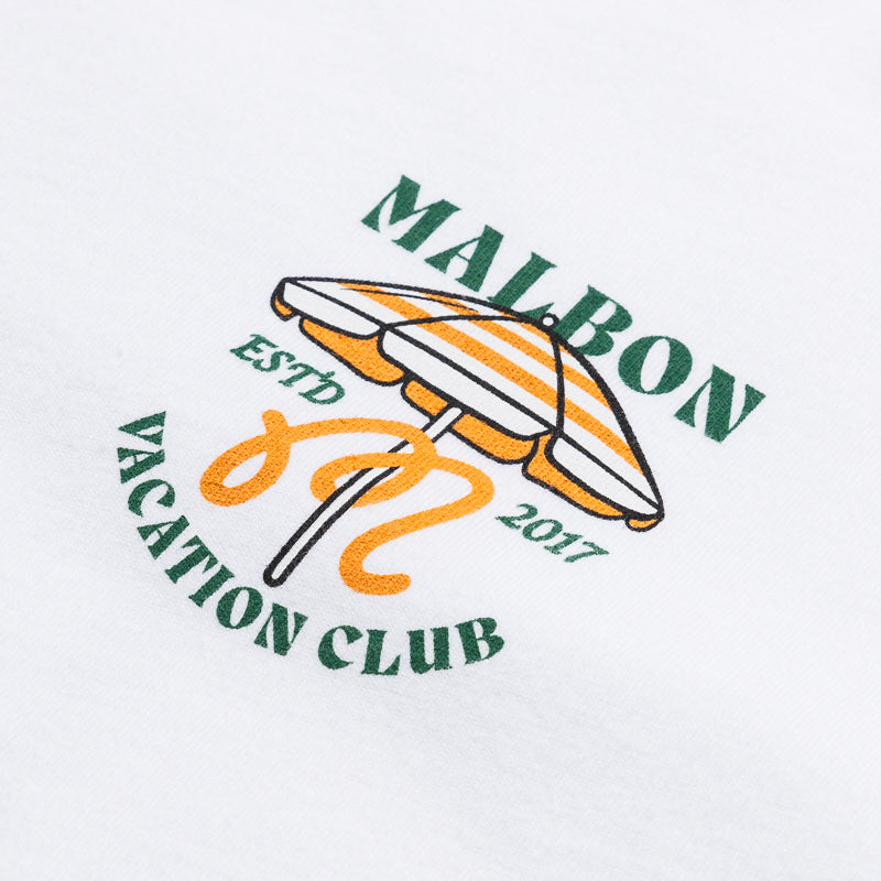 Malbon Golf Vacation Club Tee - Premium White Cotton Golf Shirt for Men | Perfect for Golf Courses, Resorts & Casual Wear