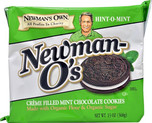 Newman's Own Newman O's Mint Creme Sandwich Cookies - 13 oz (Pack of 12) | Vegan & Organic Snacks for Parties, Office Treats & Kids Lunchboxes