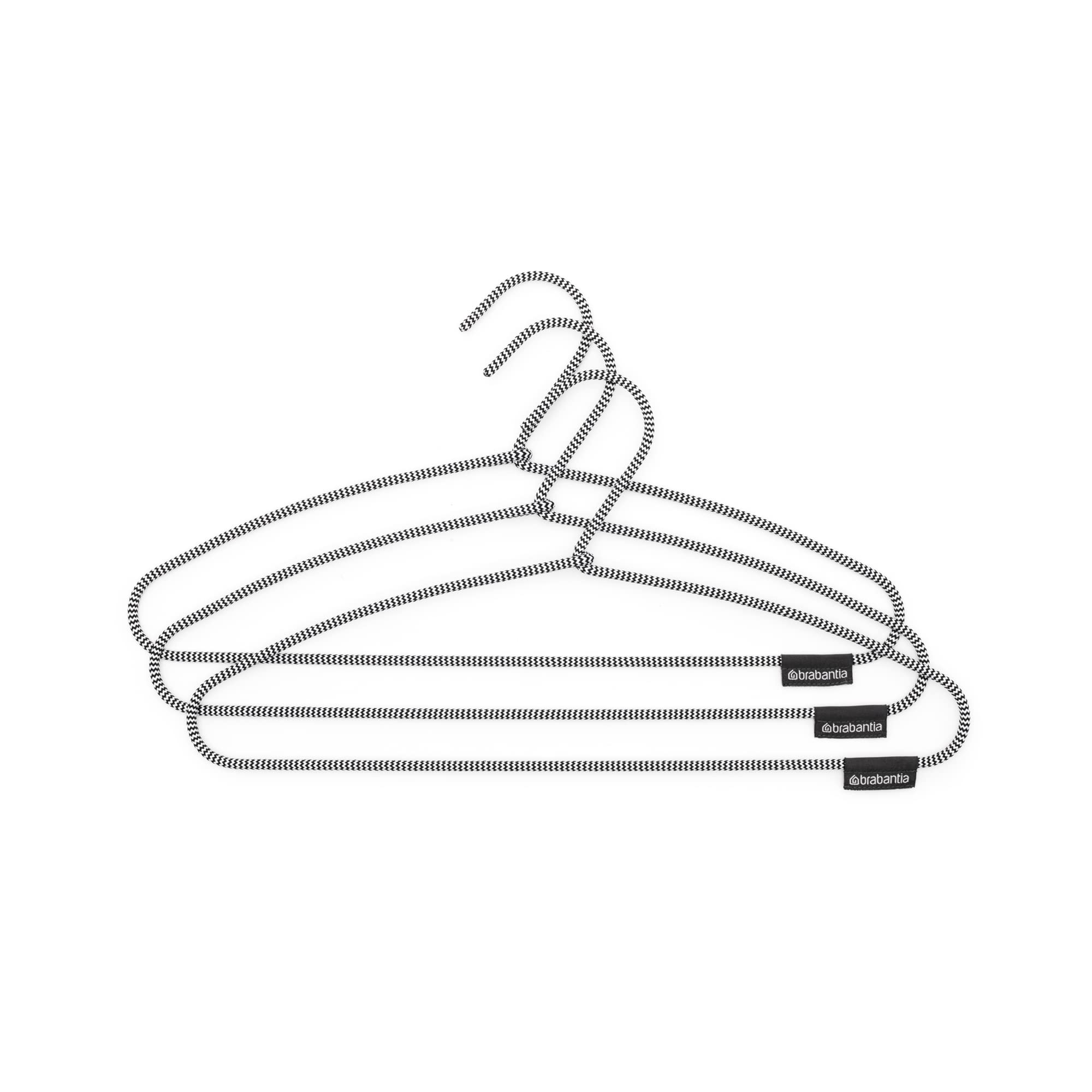 Brabantia 3-Pack Soft-Touch Non-Slip Clothes Hangers - Black & White Slim Space Saving Garment Hangers with Hooks for Closet Organization | Perfect for Laundry, Travel & Small Spaces
