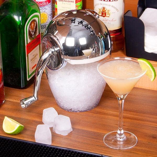 Premium Chrome Plated Ice Crusher for Cocktails & Drinks - Manual Ice Cube Crusher for Home Bars, Parties & Outdoor Events