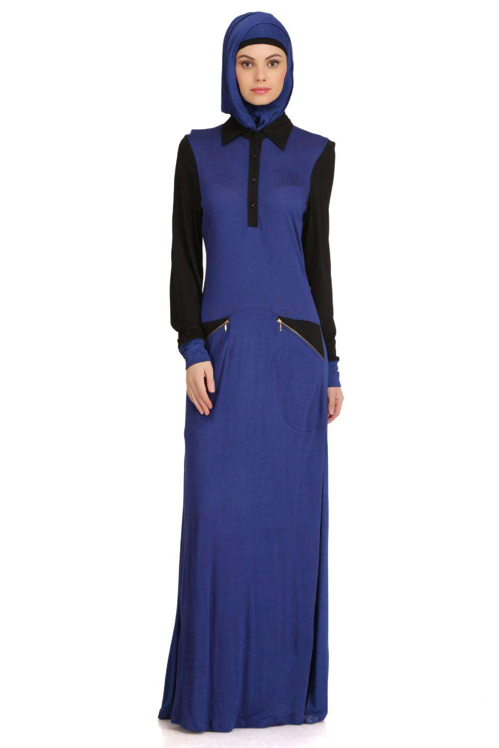 Elegant Dual Color Formal Wear Knit Abaya for Women - Modest Islamic Dress for Prayer, Wedding & Special Occasions