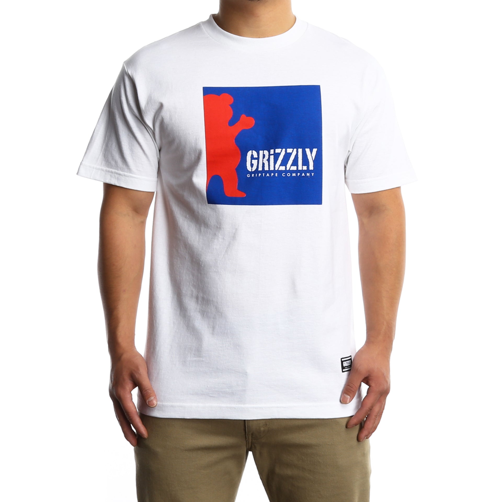 Grizzly Boxed Out Short Sleeve T-Shirt for Men - White Cotton Tee - Casual Streetwear for Everyday Wear