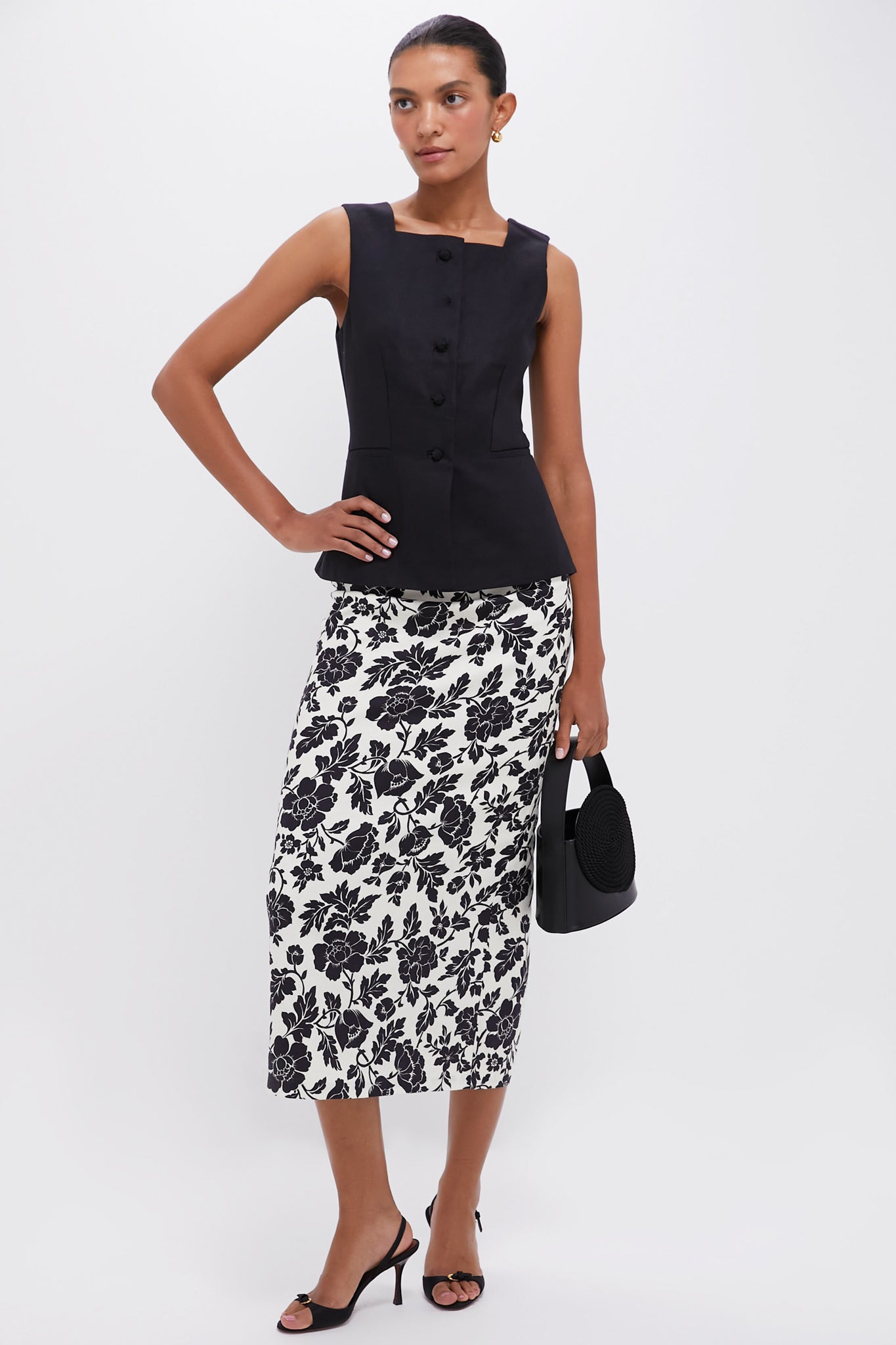 Elegant Black and Bone Romeo Column Skirt for Women - Perfect for Weddings, Parties, and Special Occasions