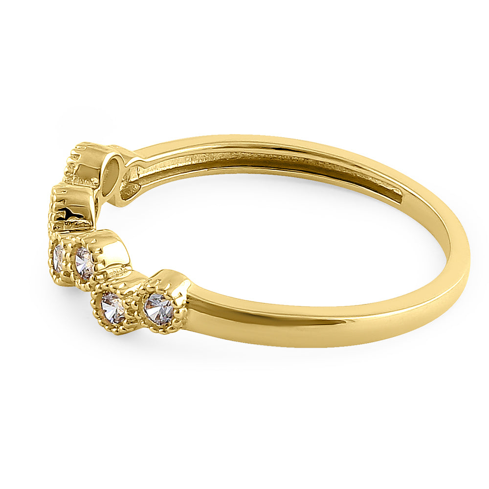 14K Yellow Gold Round Cut Cubic Zirconia Ring for Women - Elegant CZ Engagement & Wedding Band - Perfect for Anniversaries, Promises, and Special Occasions