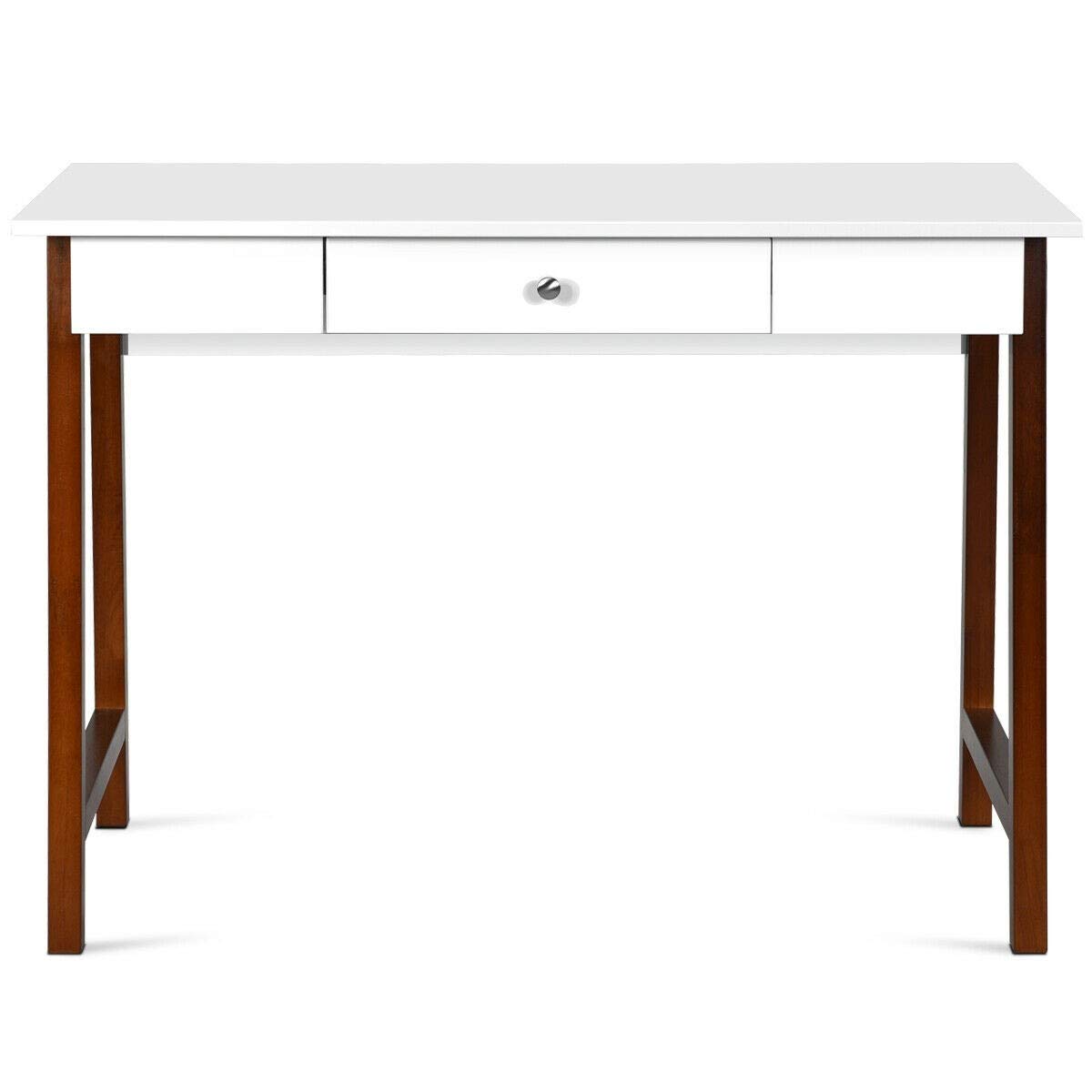 King 77777 Computer Desk - Modern Wooden Laptop Desk with Durable Wooden Legs, Multifunctional Writing Table & Makeup Vanity for Home Office, Study, and Bedroom - Elegant Design for Work & Beauty Routines