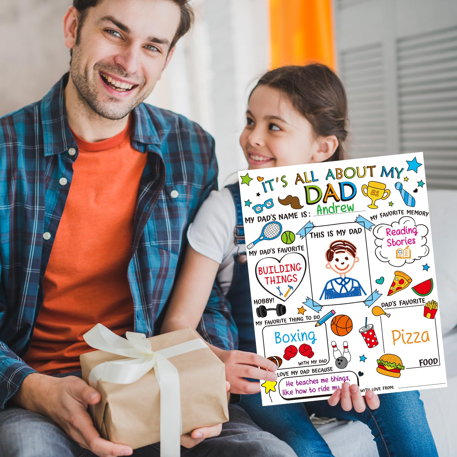 24 Pcs DIY Father's Day Coloring Posters - Kids Craft Gifts for Preschool & Elementary Students - Perfect for School & Home Activities