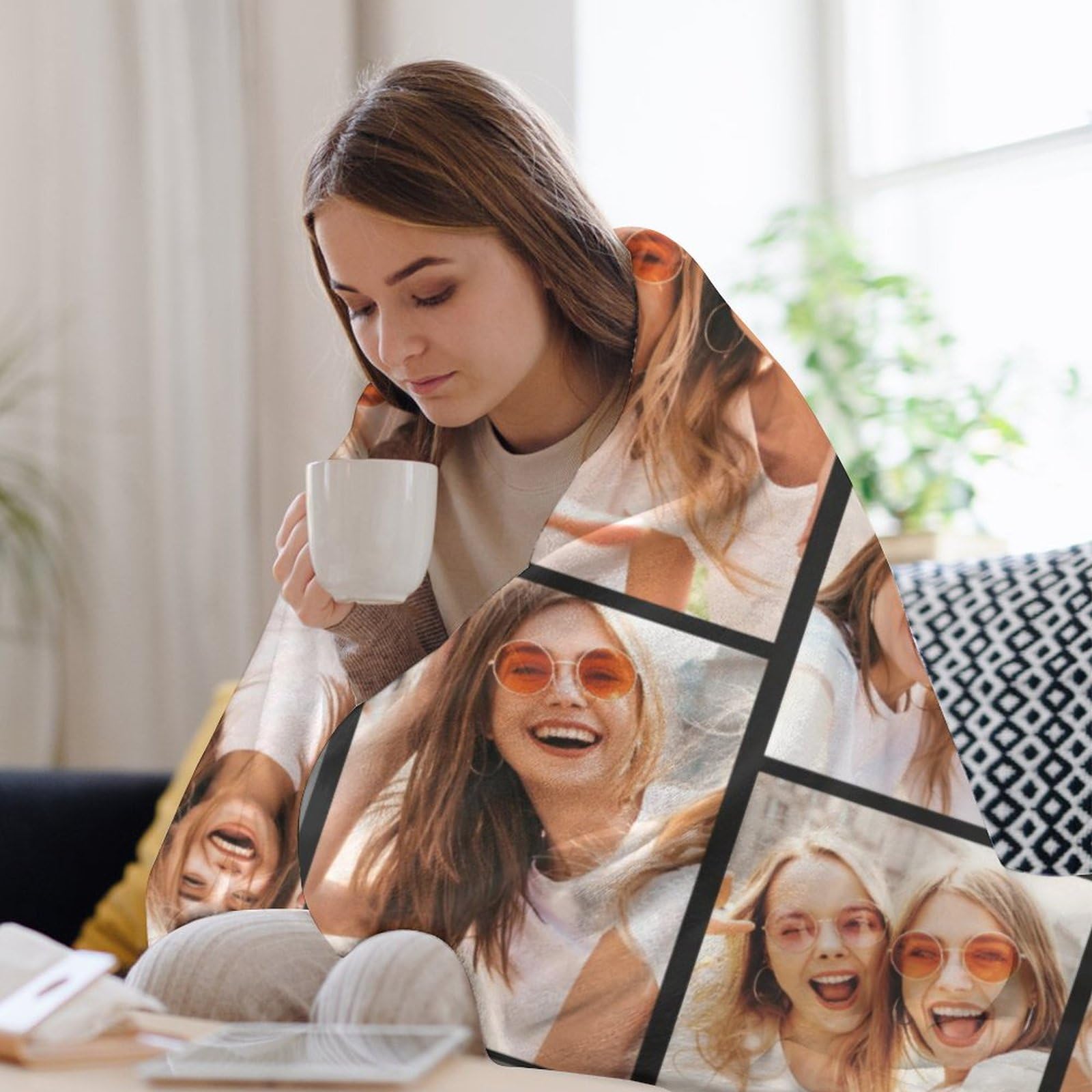 Personalized Photo Blankets for Best Friends - Custom Gifts for Women, Made in USA - Perfect for Birthdays, Anniversaries, and Cozy Nights at Home