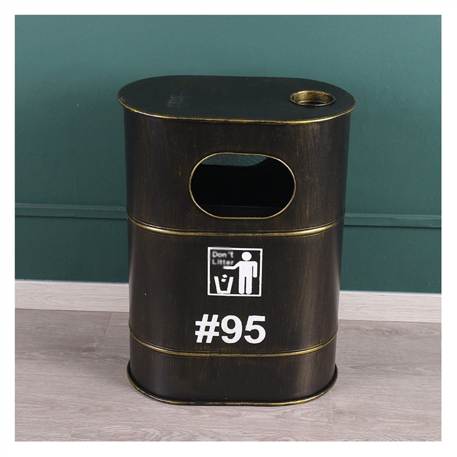 Vintage Industrial Metal Trash Can - Retro Wrought Iron Bucket for Bedroom, Kitchen & Office Decor - Black Small Waste Bin for Home & Office Use