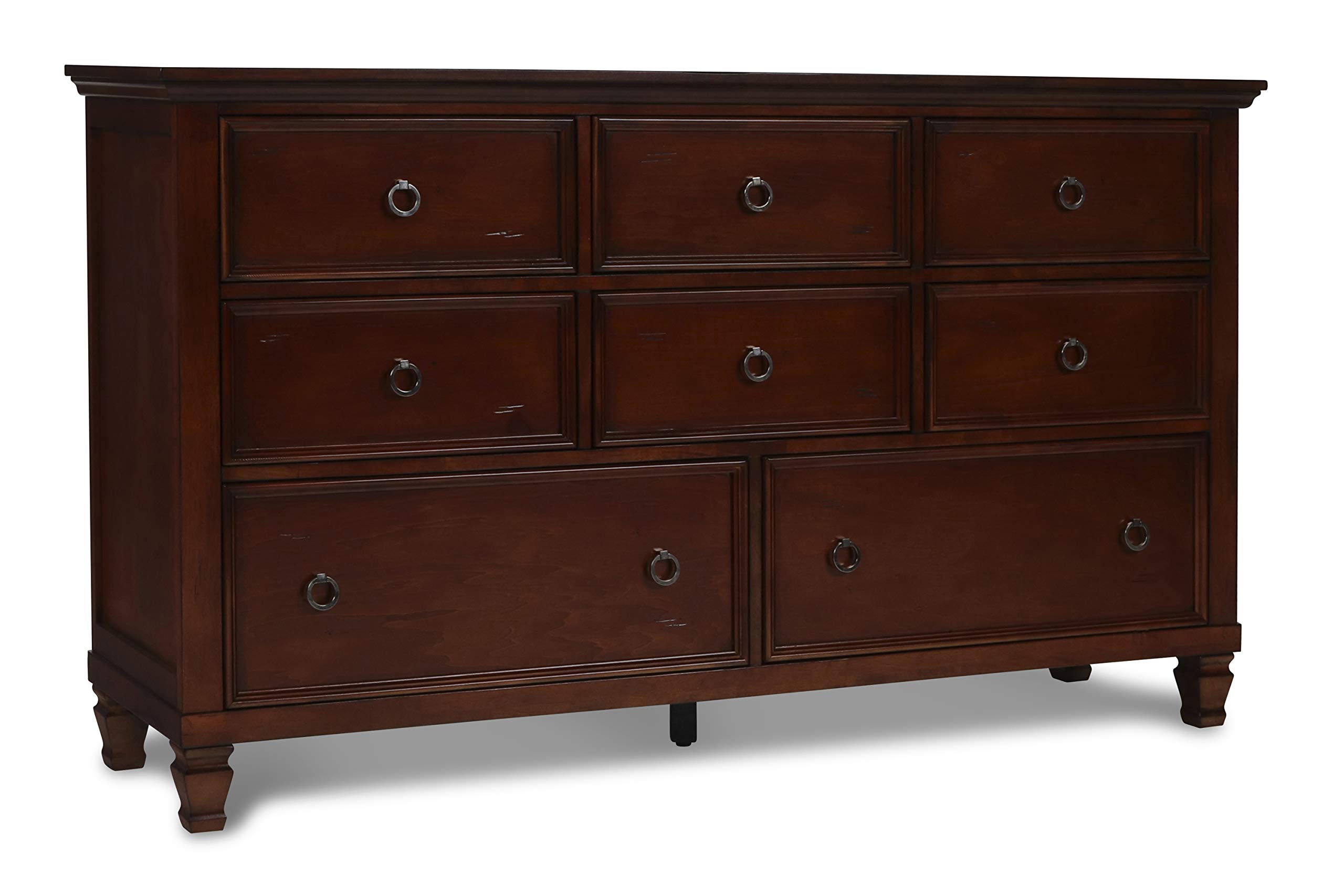 Tamarack Solid Wood 8-Drawer Dresser - Classic Brown Cherry Wooden Chest - Perfect for Bedroom Storage & Organization