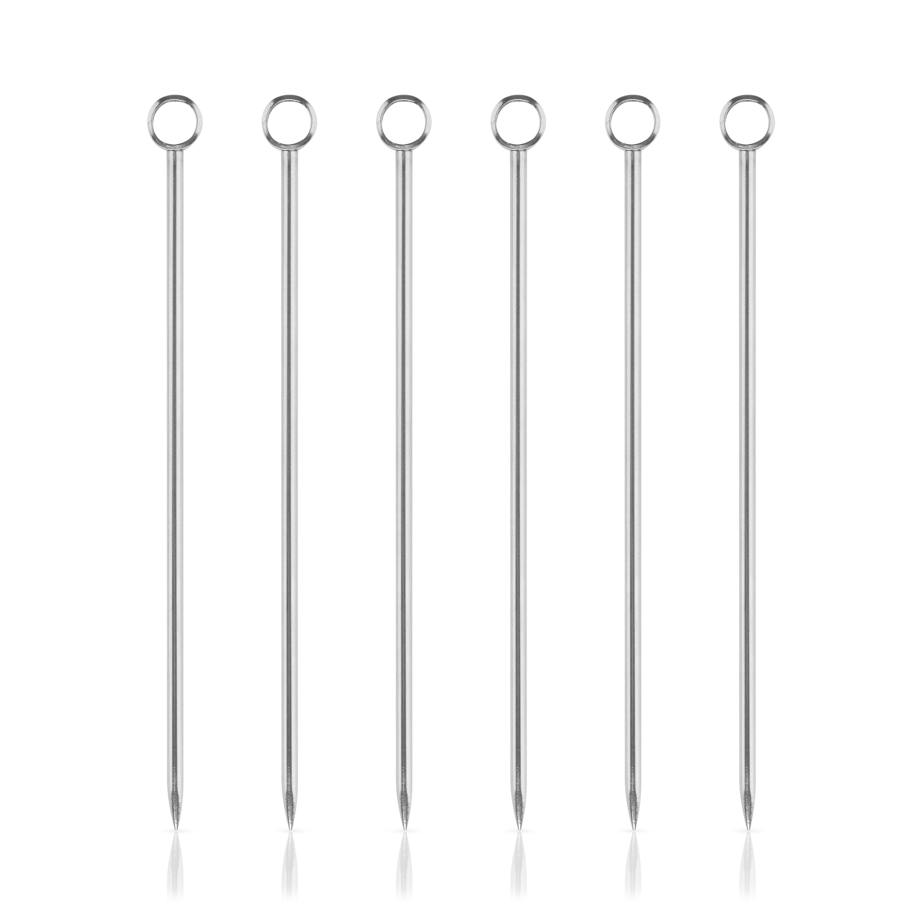 Premium Stainless Steel Harrison Cocktail Picks Set of 6 - Elegant Drink Garnish Tools for Martini, Olive, Fruit Skewers - Perfect for Home Bars, Parties & Cocktail Making