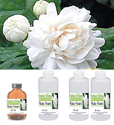 OG Pikake Flowers Reed Diffuser Oil - 4oz Tropical Floral Scent with Jasmine & Gardenia | Home Fragrance for Living Room, Bedroom & Bathroom