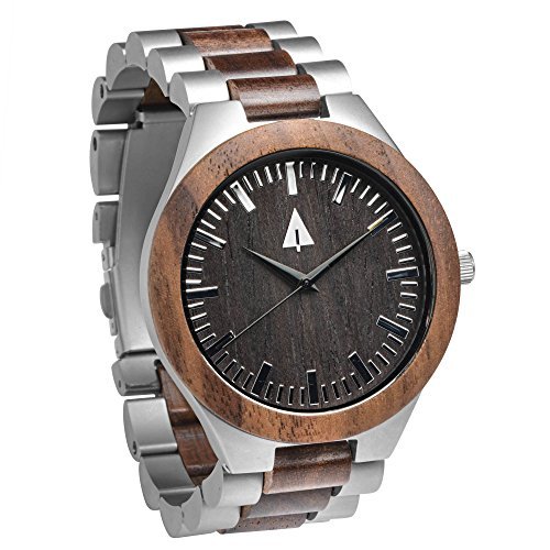 Men's Wooden Watch - Japanese Quartz Analog, Walnut Wood & Steel Clasp - Perfect for Outdoor & Office Wear