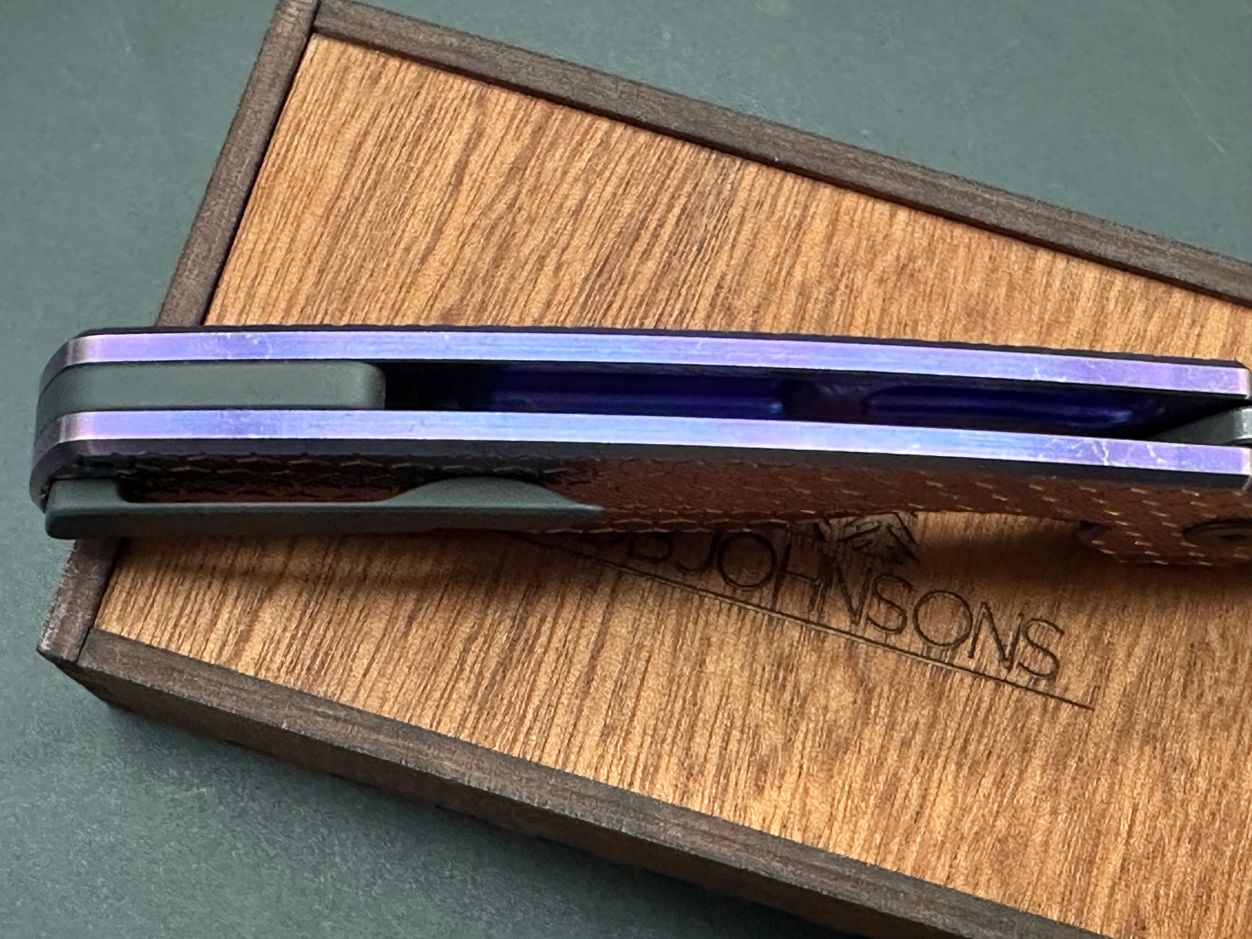 Rob Johnson Cedar 76V Folding Knife - Purple Titanium Handle with Rose Gold Hardware & M390 Acid Washed Blade - EDC, Outdoor, Camping, Survival, Hunting, Gift for Men