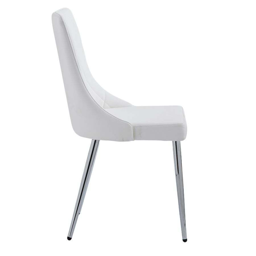Corvus/Devo 7-Piece Dining Set - Warm Gray Table with White Chairs | Modern Kitchen & Dining Room Furniture for Family Gatherings