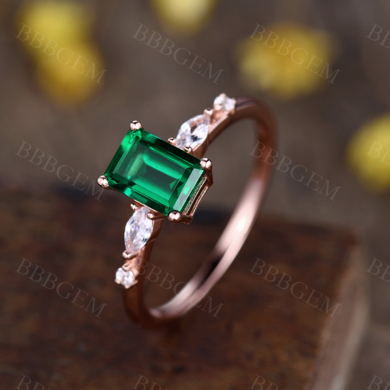 1CT Emerald Cut Lab-Created Moissanite Ring in Rose Gold – Perfect for Engagement, Wedding, Anniversary & Everyday Elegance