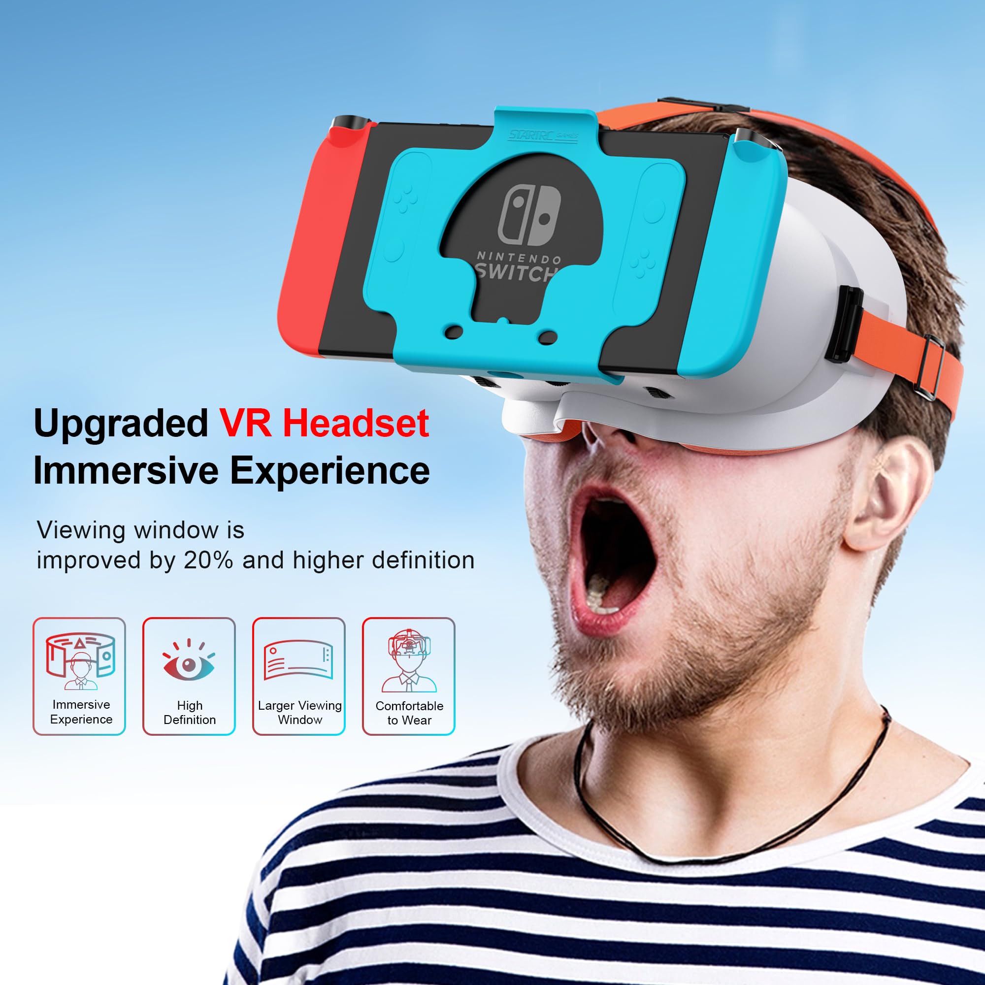 Upgraded VR Headset for Nintendo Switch & Switch OLED - Adjustable HD Lenses & Comfortable Head Strap - Labo VR Kit 3D Goggles for Switch Accessories - Perfect for Gaming, Virtual Reality Experiences & Family Entertainment