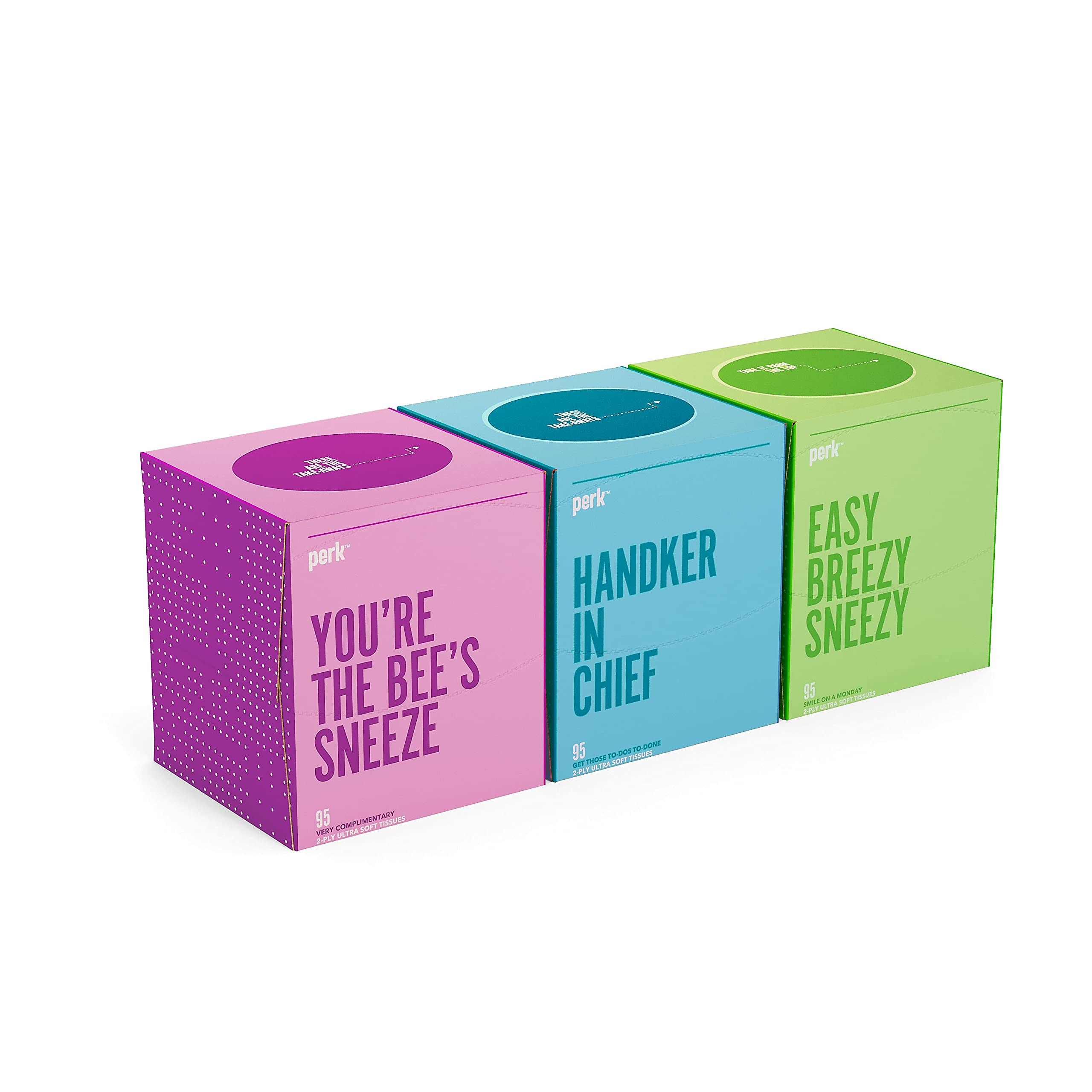 Perk PK57779-CC Ultra Soft 2-Ply Facial Tissues, 95 Sheets per Box - Gentle for Nose & Skin, Perfect for Home, Office & Travel Use