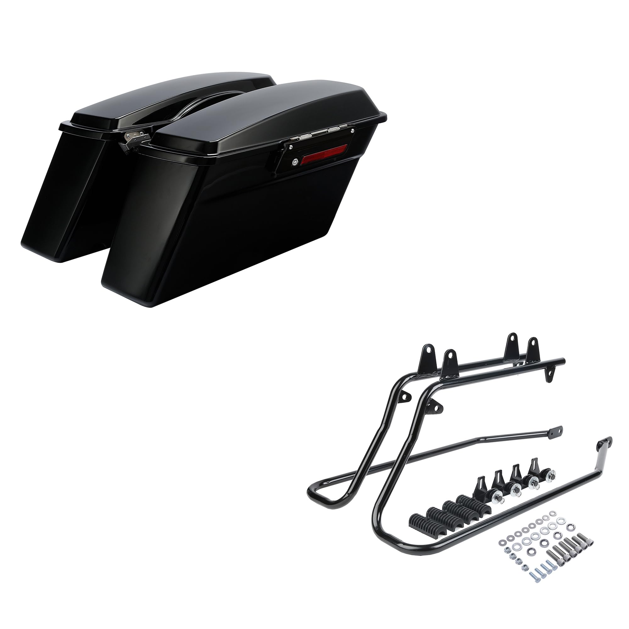 SLMOTO Hard Saddlebags & Conversion Brackets for Harley-Davidson Heritage Softail Classic FLSTC Deluxe FLSTN - Durable Motorcycle Luggage for Long Rides & Touring