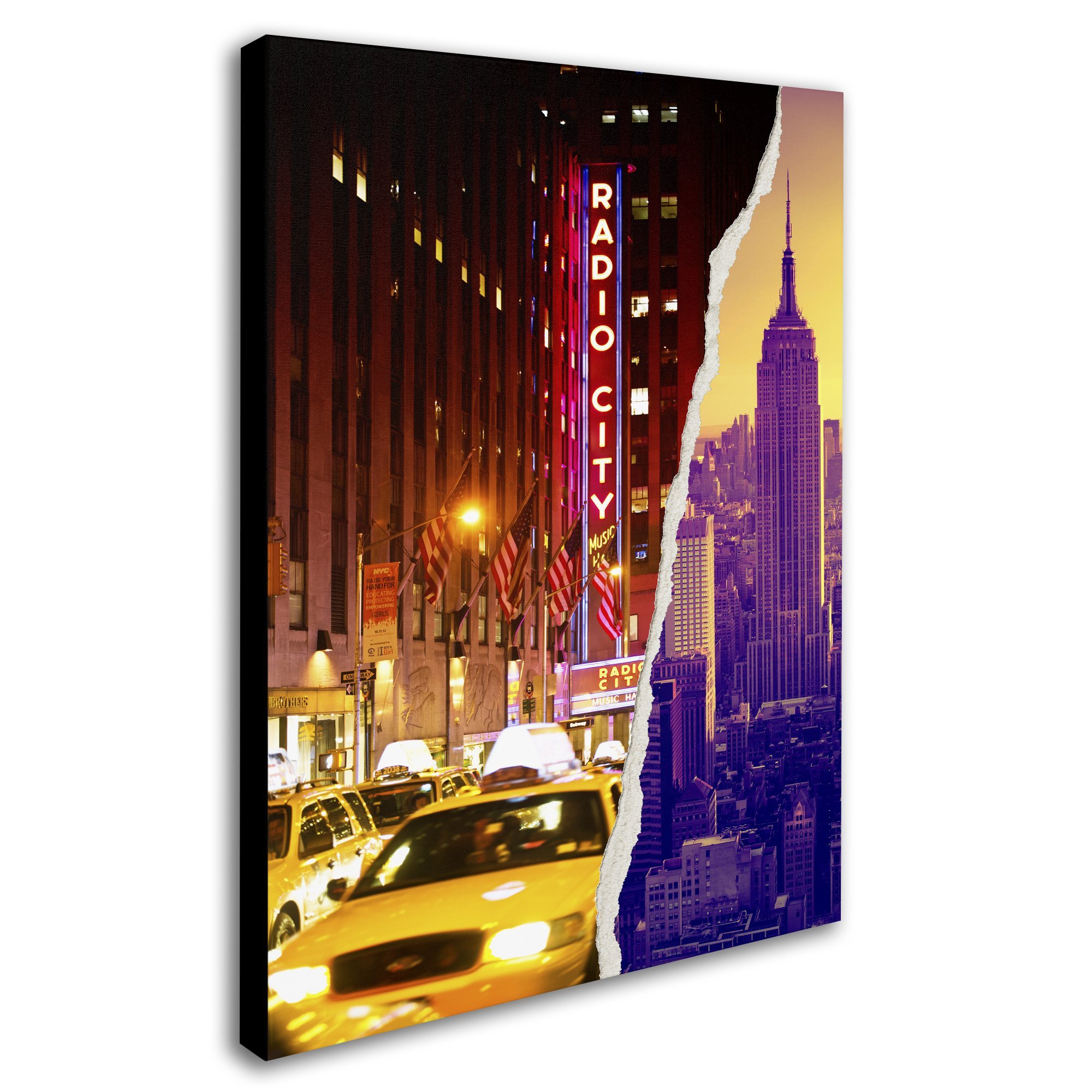 Philippe Hugonnard Manhattan Skyline Wall Art Print - 35x47 Inches Framed Canvas, New York City Decor for Living Room & Office
