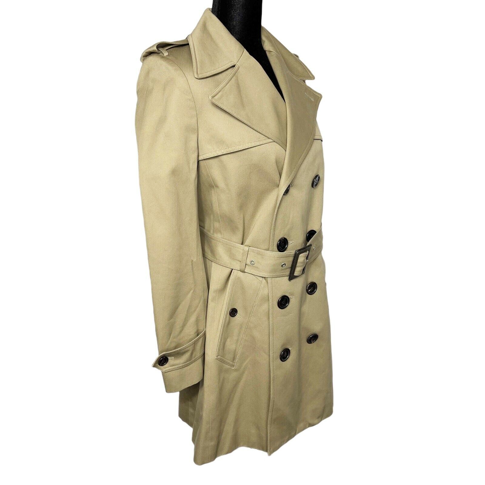YSL Saint Laurent Runway Classic 6 Button Trench Coat with Belt - Women's Size US 4 (36) | Elegant Fall & Winter Outerwear for Office & Casual Wear