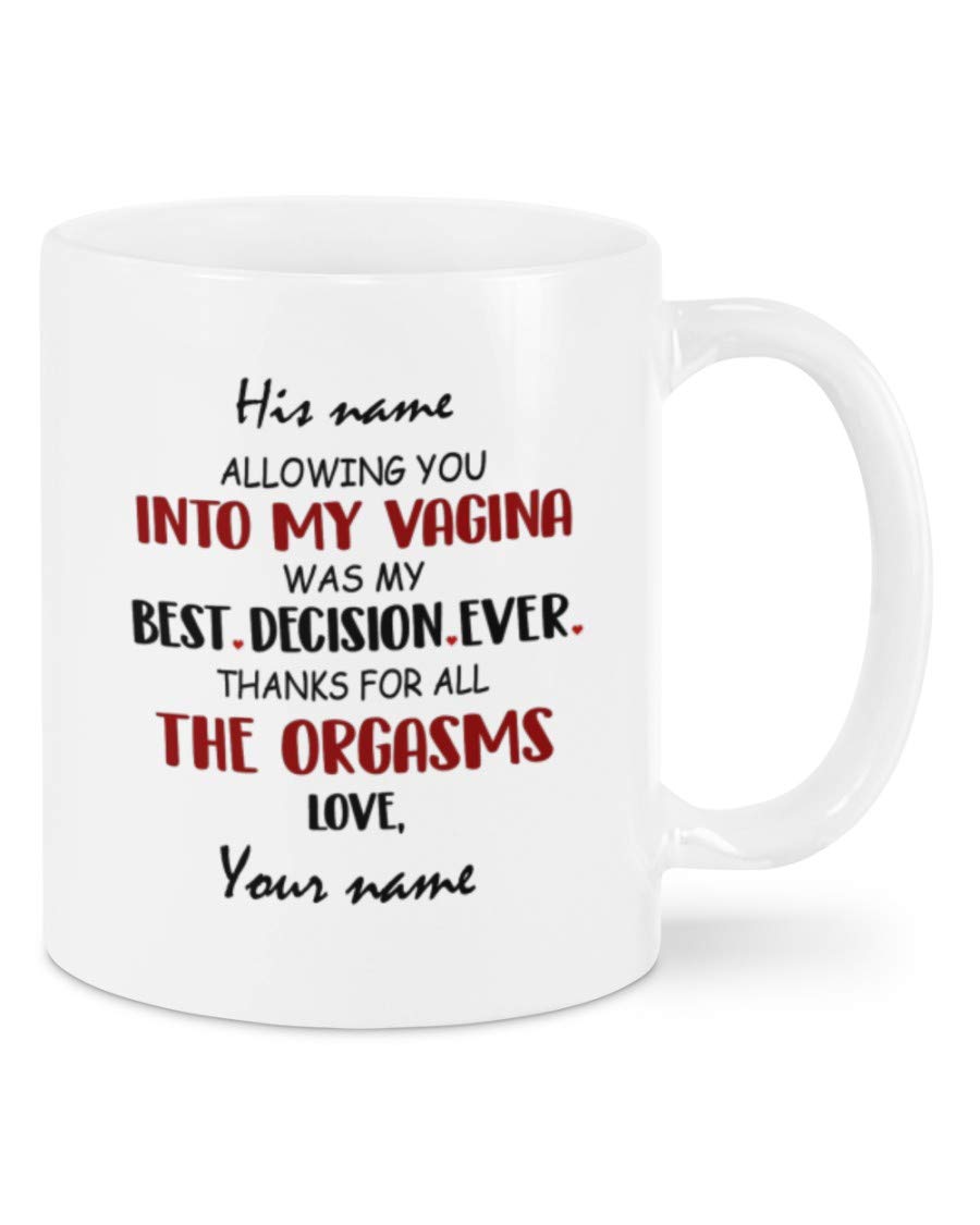 Funny Coffee Mug for Him - 'Allowing You Into My Life Was My Best Decision' Novelty Ceramic Mug 11oz/15oz, White & Black - Perfect for Coffee, Hot Cocoa, Tea | Great Gift for Boyfriend, Husband, Anniversary