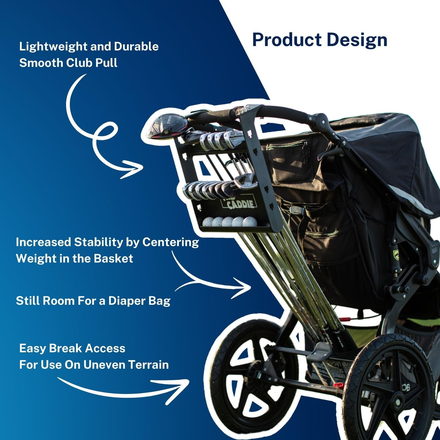 Universal Golf Stroller Attachment - Easy Setup, Lightweight & Durable Golf Club Holder for Baby Strollers | Introduce Kids to Golf Early, Perfect Golf Gift for Parents | Ideal for Family Outings, Golf Course Visits & Outdoor Activities