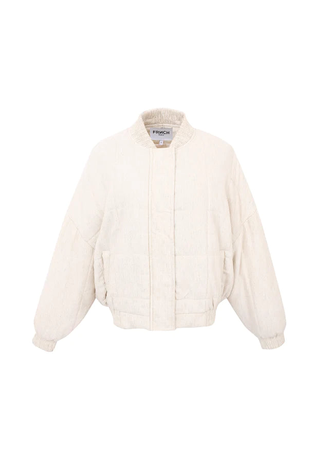 Cilem Bomber Jacket for Women - Lightweight Cream Jacket with Ribbed Cuffs & Hem | Stylish Outerwear for Casual Wear, Street Fashion & Fall Layering