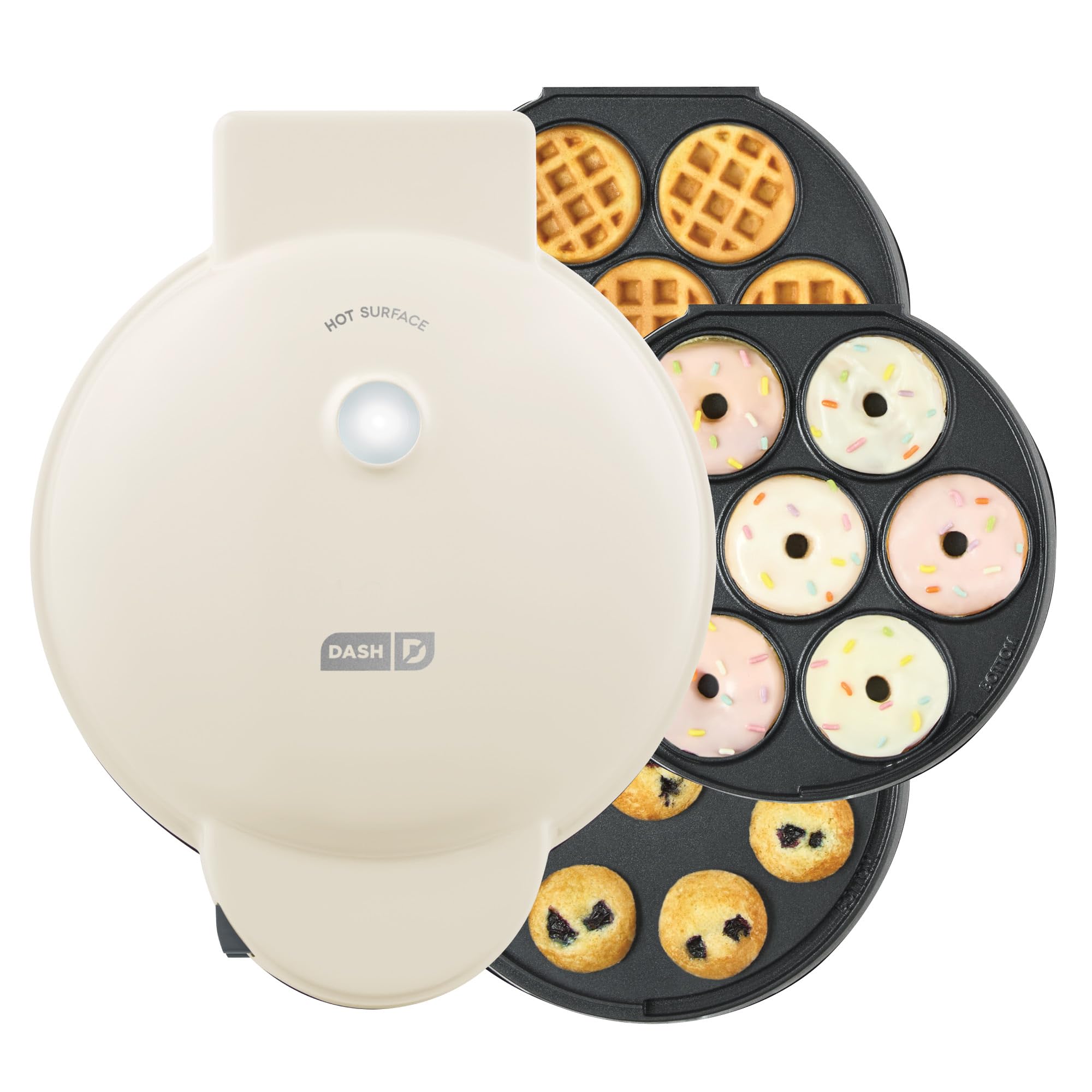 DASH MultiMaker Treat Maker System for Mini Donuts, Waffle Bites & Mini Cupcakes - Cream Color | Perfect for Kids' Snacks, Party Treats & Family Breakfast