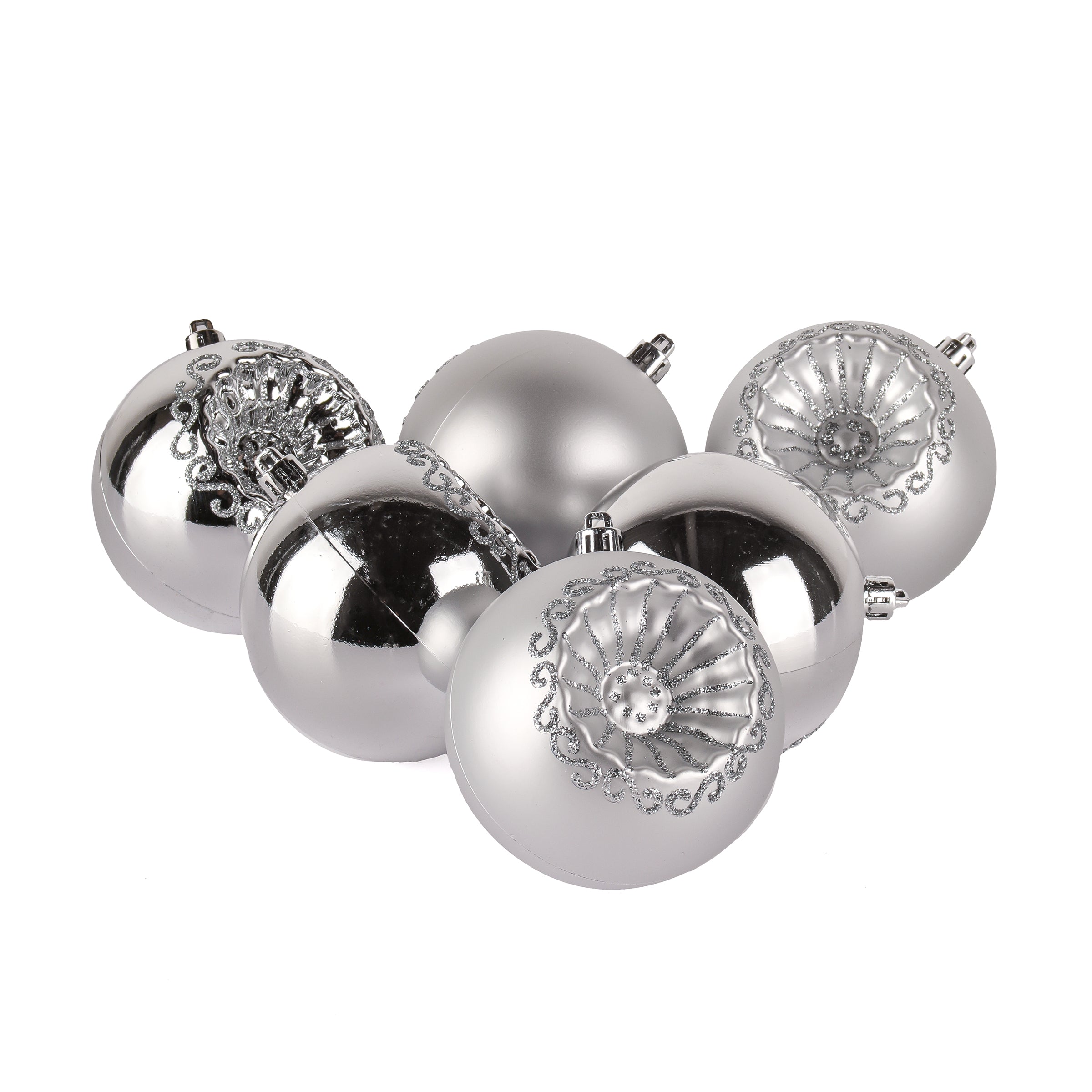 6-Piece Shatterproof Glittering Silver Christmas Tree Ornaments - Perfect for Holiday Decor, Party Favors, and Gift Toppers