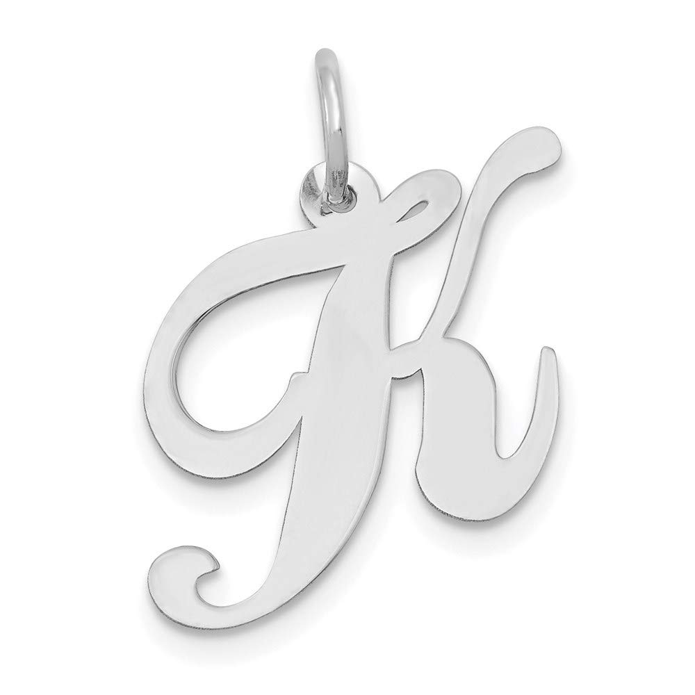 14K White Gold Fancy Script Initial Charm Pendant - Personalized Letter Necklace for Women, Gift for Her, Birthday, Anniversary, Valentine's Day Jewelry