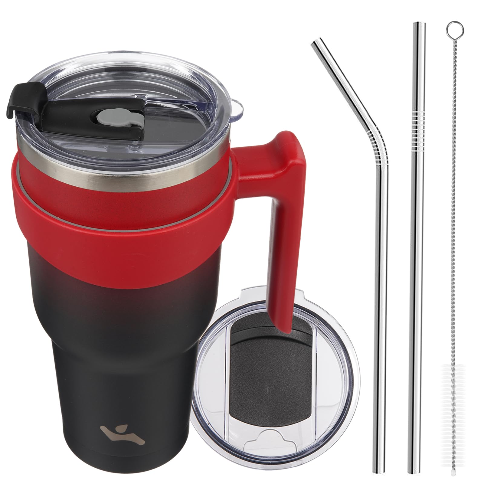 40 oz Insulated Stainless Steel Tumbler with Handle - Vacuum Sealed Travel Mug with 2 Lids & 2 Straws, Reusable Water Bottle for Hot & Cold Drinks - Perfect for Office, Gym, Hiking & Outdoor Activities - Mystic Moon Design