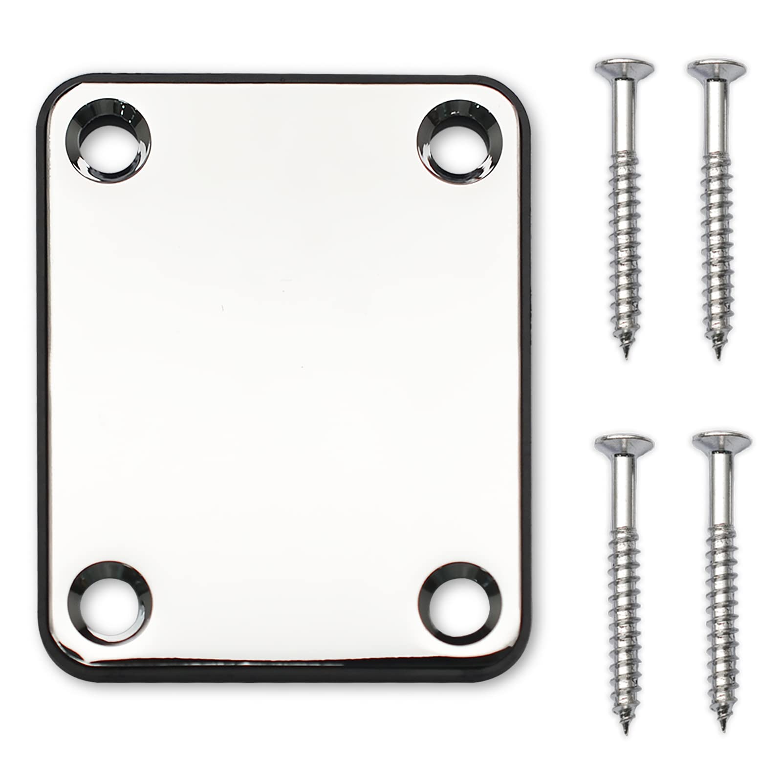 MAXCHEER Chrome Electric Bass Guitar Neck Plate - Heavy Duty Neck Joint Reinforcement for Fender, Jazz Bass & More - Perfect for DIY Repairs & Upgrades