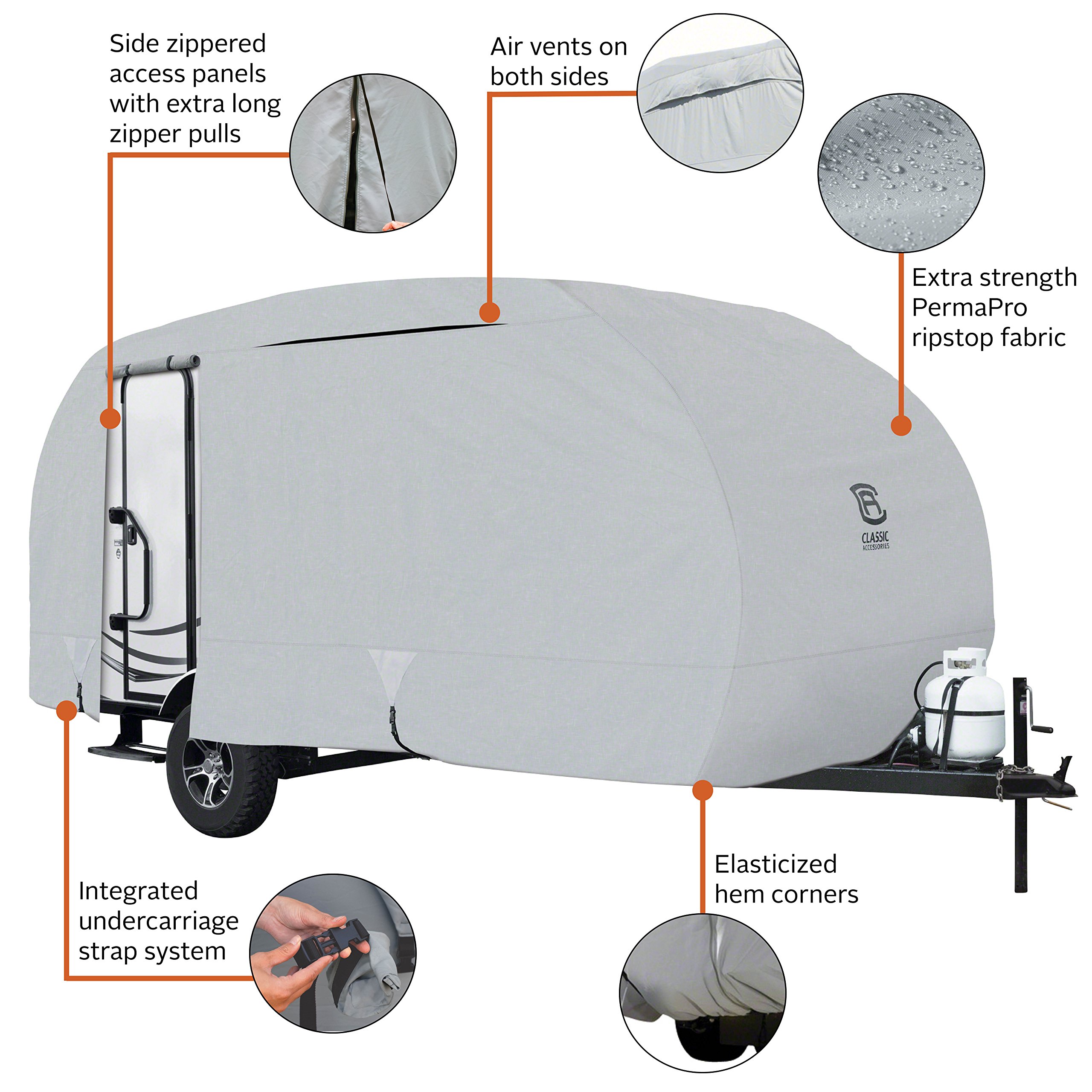 Classic Accessories Over Drive PermaPRO R-Pod RV Cover - Waterproof Camper Cover for Travel Trailers up to 17'7