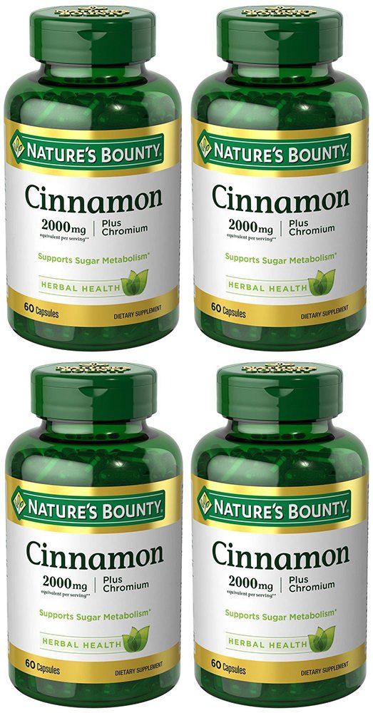 Premium 2000mg Cinnamon with Chromium Supplement - 4 Bottles (60 Capsules Each) for Blood Sugar Support & Metabolism Boost - Ideal for Daily Wellness & Diabetic Health Management