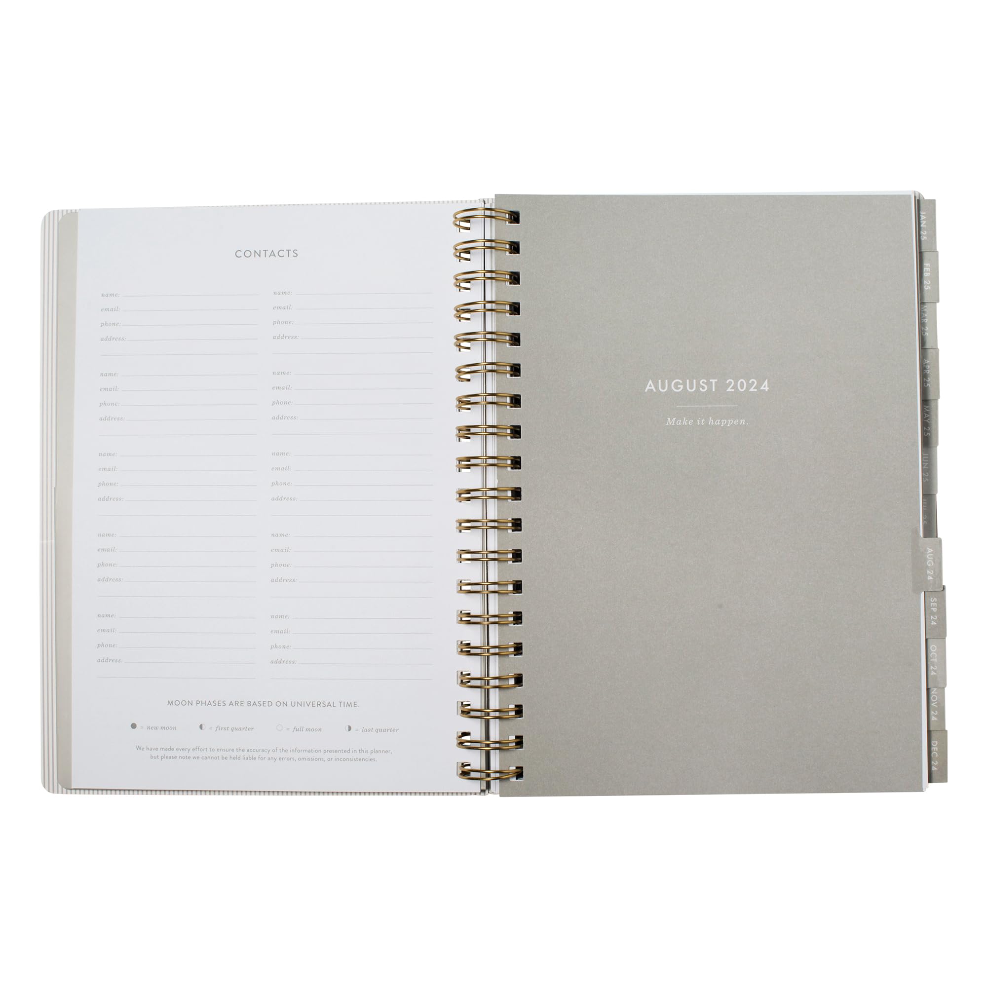 Fringe Studio 2025 Spiral Weekly Planner - August 2024 to December 2025, 17-Month Academic Planner with Faux Leather Cover, Standard Black, 6.875