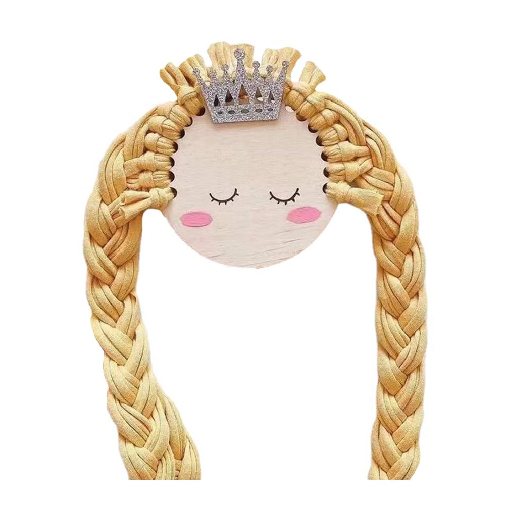Braided Doll Hair Clip Holder - Wall Mounted Hair Bows Organizer for Girls, Barrette & Earring Display Hanger with Lace Cloth - Perfect for Bedroom, Nursery & Bathroom Organization