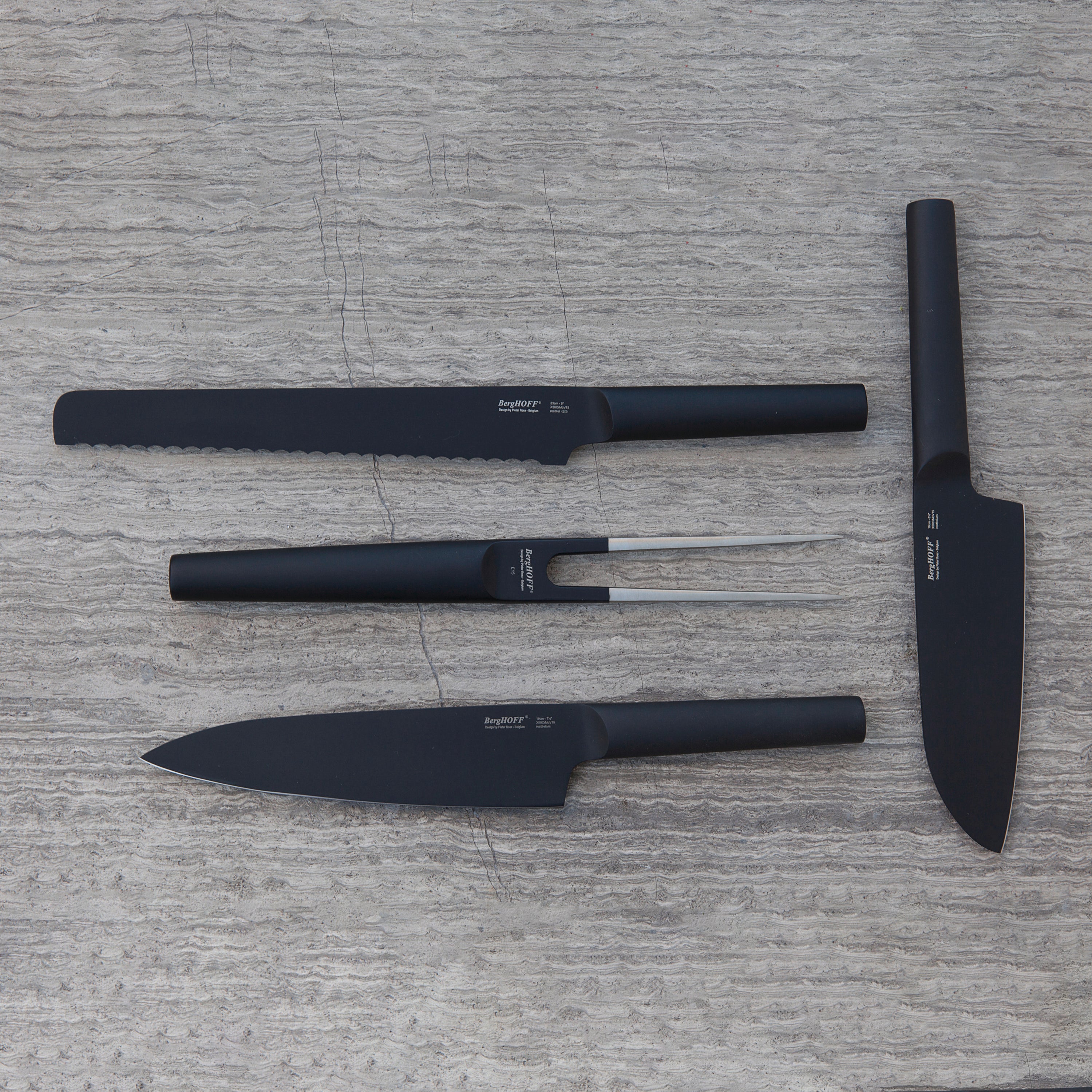 BergHOFF Ron 9-Inch Black Bread Knife - Premium Stainless Steel Blade for Slicing Bread, Cakes & Pastries - Perfect for Home Baking & Professional Kitchens