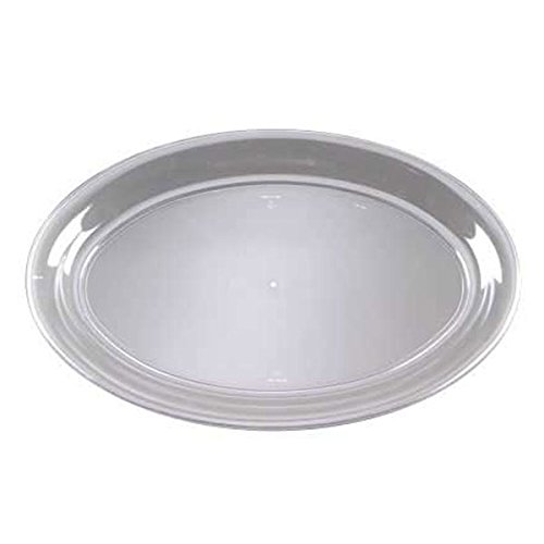 EMI-1421DC 250 oz Clear Oval Plastic Food Tray - Bulk Pack of 20 - Perfect for Catering, Party Serving & Food Storage