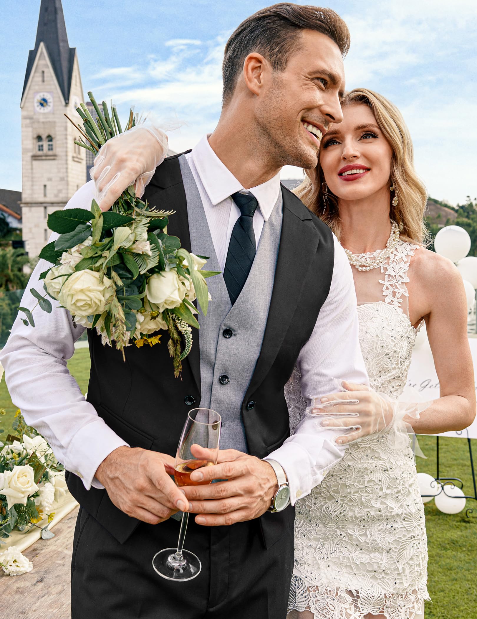 COOFANDY Men's Slim Fit Layered Suit Vest - Formal Business Waistcoat for Wedding & Office Wear | Premium Dress Vest for Groomsmen, Business Meetings & Special Occasions
