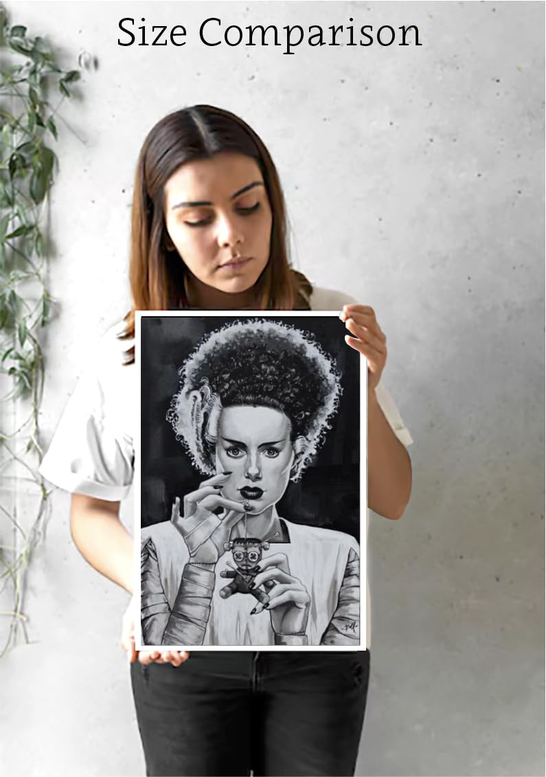 Bride of Frankenstein Monster Wall Art Print - Love Hurts by Mike Bell - Gothic Home Decor for Living Room, Bedroom & Office - Framable Horror Movie Poster